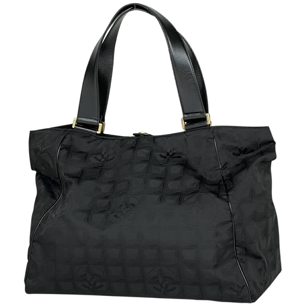 Chanel Black Nylon Bag Travel Tote Line Jacquard - Picture 2 of 6